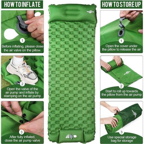 SleepingPad Ultralight Inflatable SleepingPad for Camping,75''X25'',Builtin Pump - Picture 4 of 7